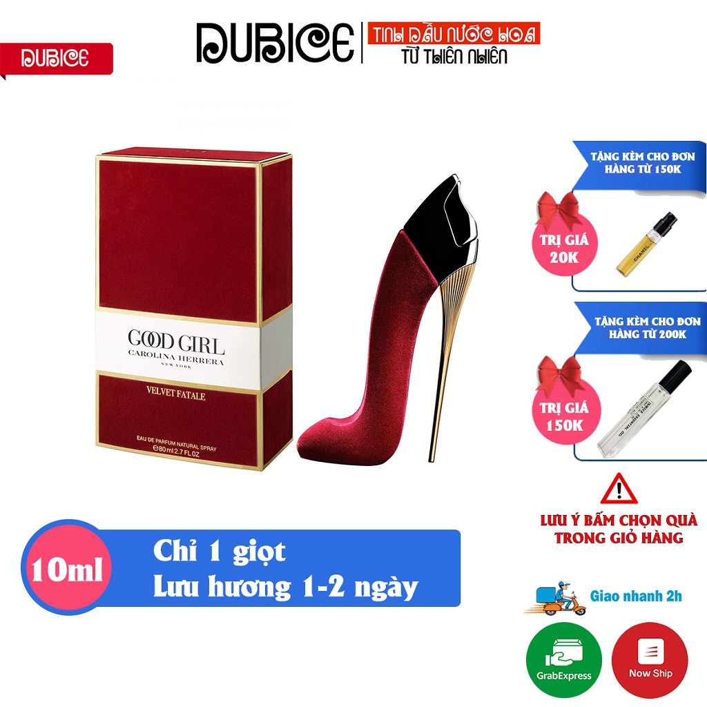 Tinh dầu nước hoa nữ Goodgirl Velvet Fatale thơm lâu từ 1 - 2 ngày dùng làm mỹ phẩm, xông phòng, khử mùi hàng cao cấp