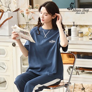Bộ Đồ Ngủ, Bộ Mặc Nhà Nữ Quần Dài Áo Ngắn Tay - Chất Cotton Cao Cấp - Mềm Mịn, Thoáng Mát - Phong Cách Hàn Quốc
