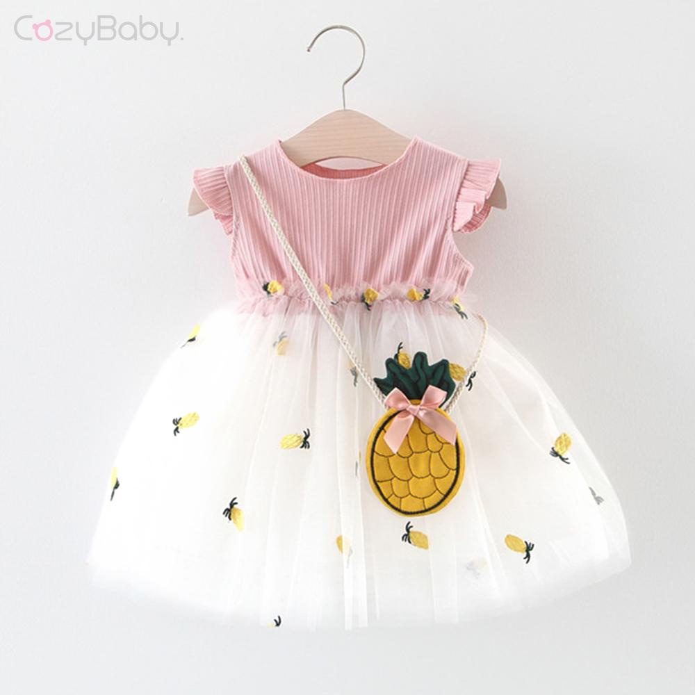 Đầm Sát Nách Chấm Bi Gắn Cánh 3D Và Nón Xinh Xắn Cho Bé Gái