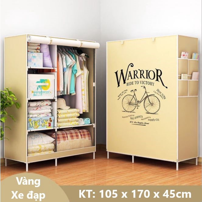 Tủ Đựng Quần Áo Hoạ Tiết Nổi Trang Trí tủ vải 2 Buồng Có Bảo Hành 1 đổi 1 cho khách hàng