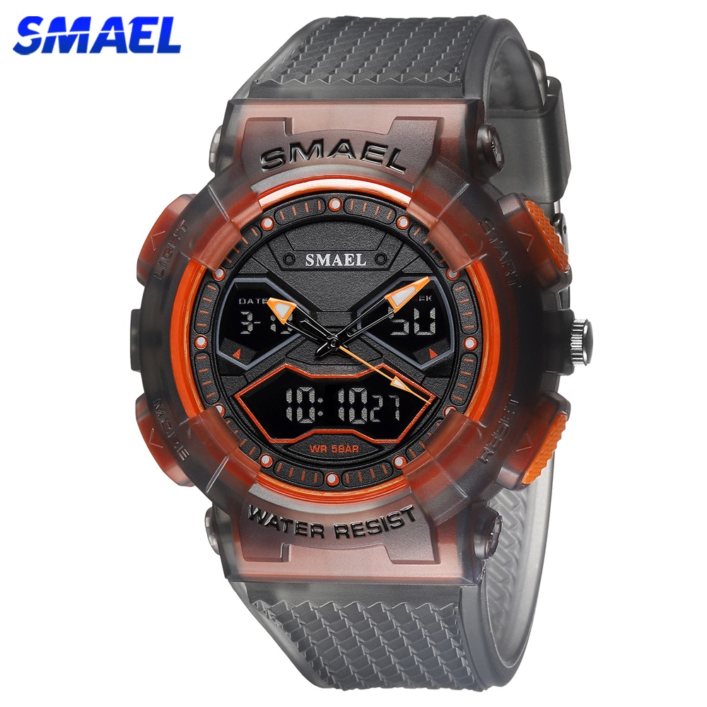 SMAEL Digital Quartz Movement Đồng hồ đeo tay hiển thị kép cho nam LED Đồng hồ đeo tay điện tử Đồng 