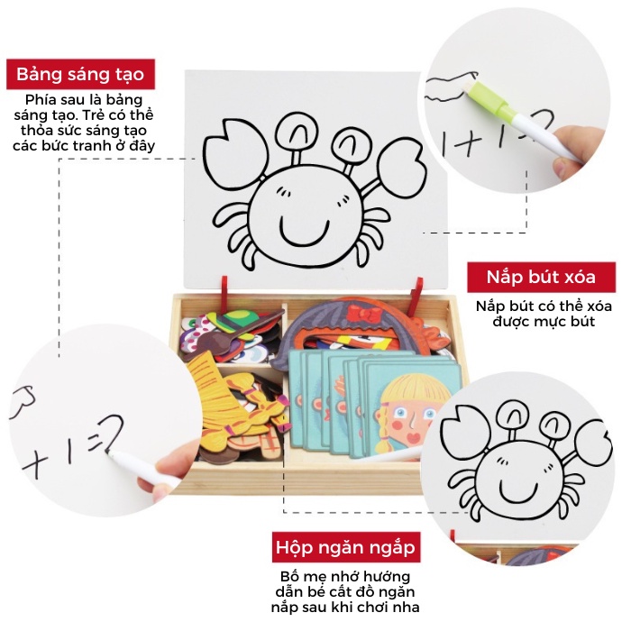 Bộ đồ chơi xếp hình bằng gỗ sáng tạo, đồ chơi thông minh, đồ chơi phát triển trí tuệ Montessori