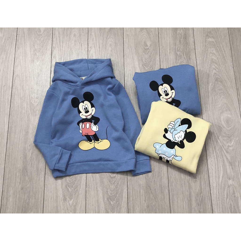 Áo dài tay bé gái -Set 2 áo nỉ hoodie Mickey cho bé trai bé gái size 2-10y