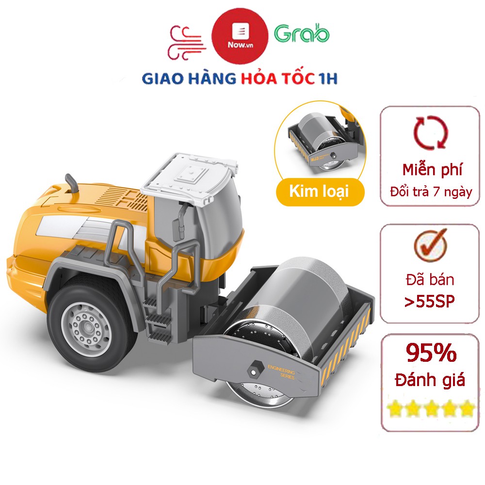 Đồ chơi mô hình xe lu đầu lăn bằng kim loại nguyên khối các khớp chuyển động, chi tiết sắc sảo (loại cao cấp)