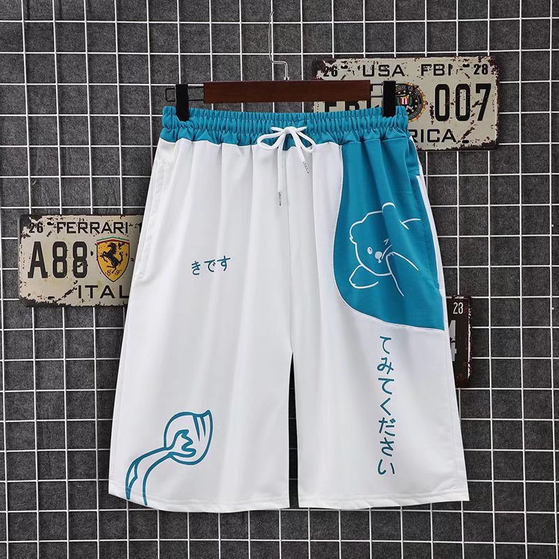Summer Fashion Men's Summer Fashion Cartoon Bear Print Sports Shorts Contrast Contrast Color Coordinator