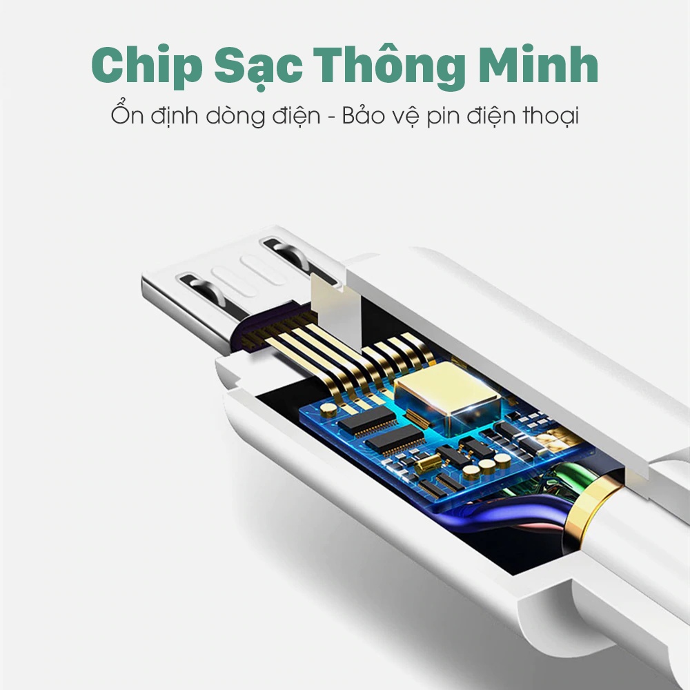 Sạc liền dây akus S15 chân micro - Hàng chính hãng - Bảo hành 12 tháng