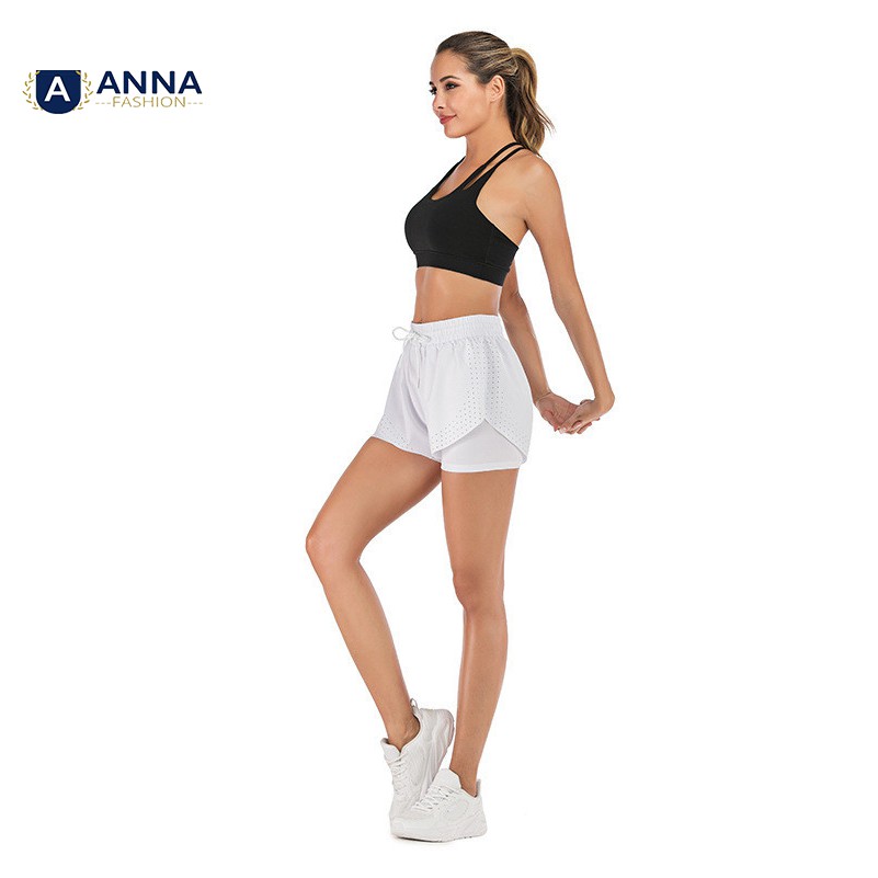 Quần short nữ 2 lớp tập gym yoga