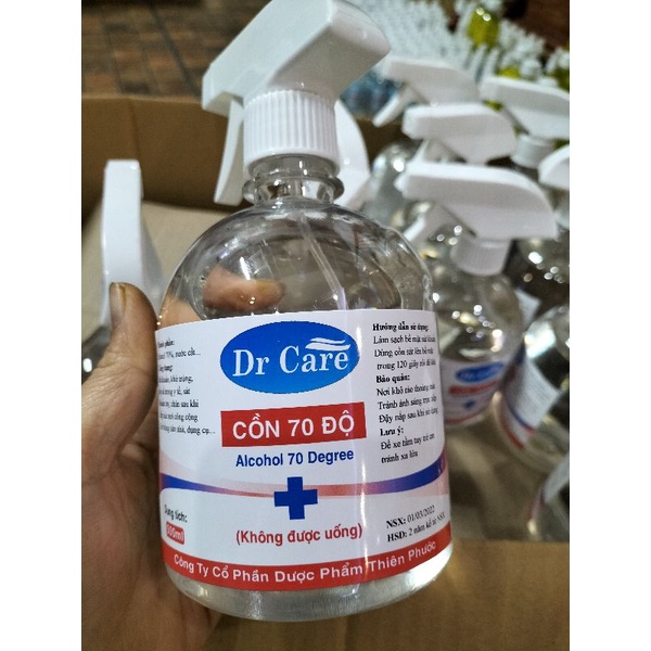 cồn 70 độ chai xịt 500ml Dr.Care( nói không với cồn công nghiệp)