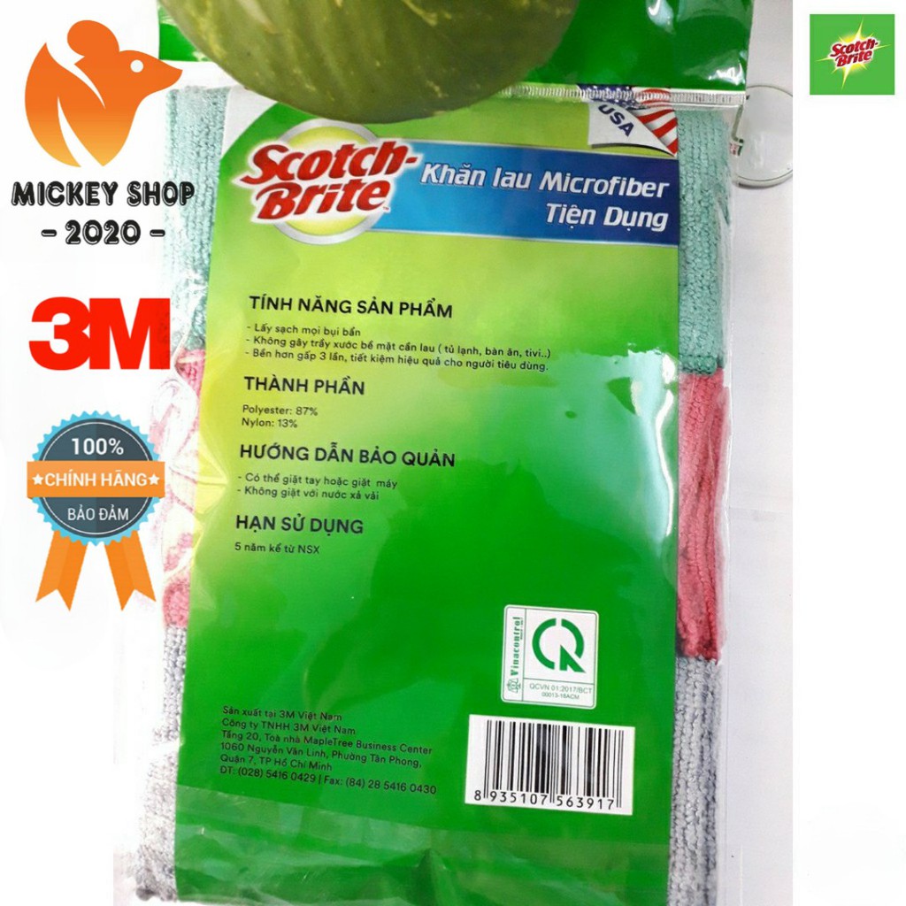 [KHUYÊN DÙNG] Combo 3 Gói 3 cái khăn Scotch Brite 3M Lau bếp Microfiber Tiện Dụng - USA