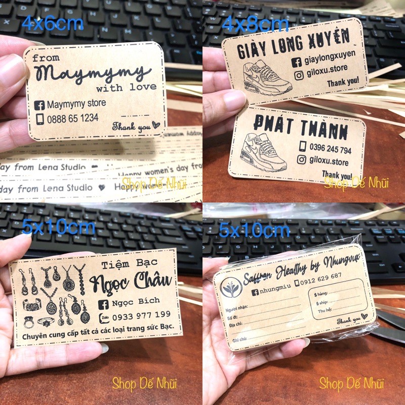 50 Nhãn Dán Sticker “TÊN SHOP BẠN + ♥️THANK YOU”