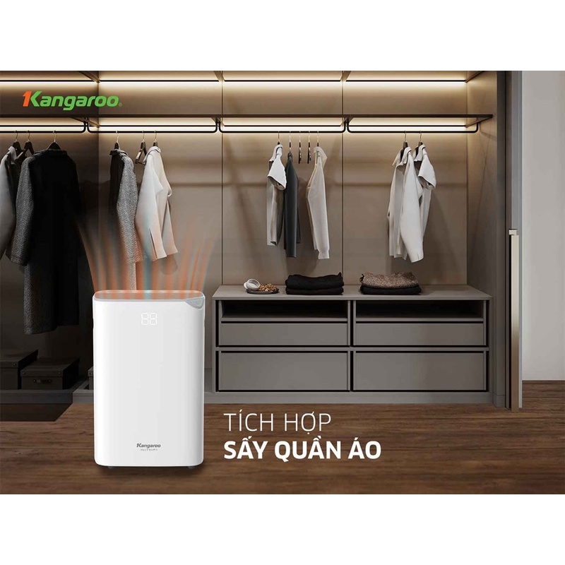 Máy hút ẩm - lọc không khí Kangaroo KGDH20 tích hợp khả năng sấy khô quần áo
