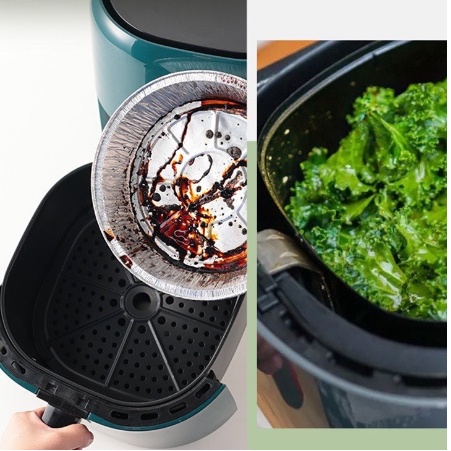 Set 10 Khay Giấy Bạc Lót Nồi Chiên Không Dầu, Bát Bạc Nướng Thực Phẩm Đường Kính 19cm