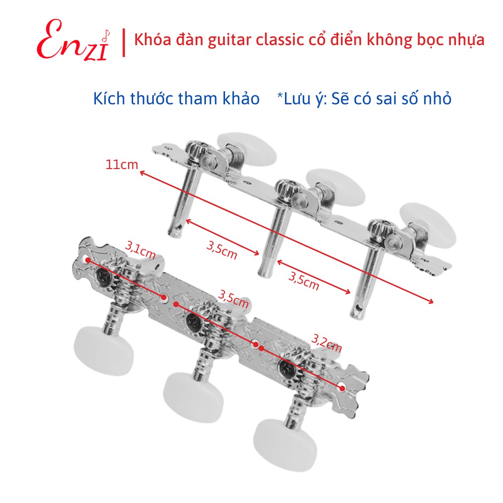 Khoá đàn guitar classic đàn cổ điển nylon có liền 2 vế kèm ốc vít thay thế Enzi