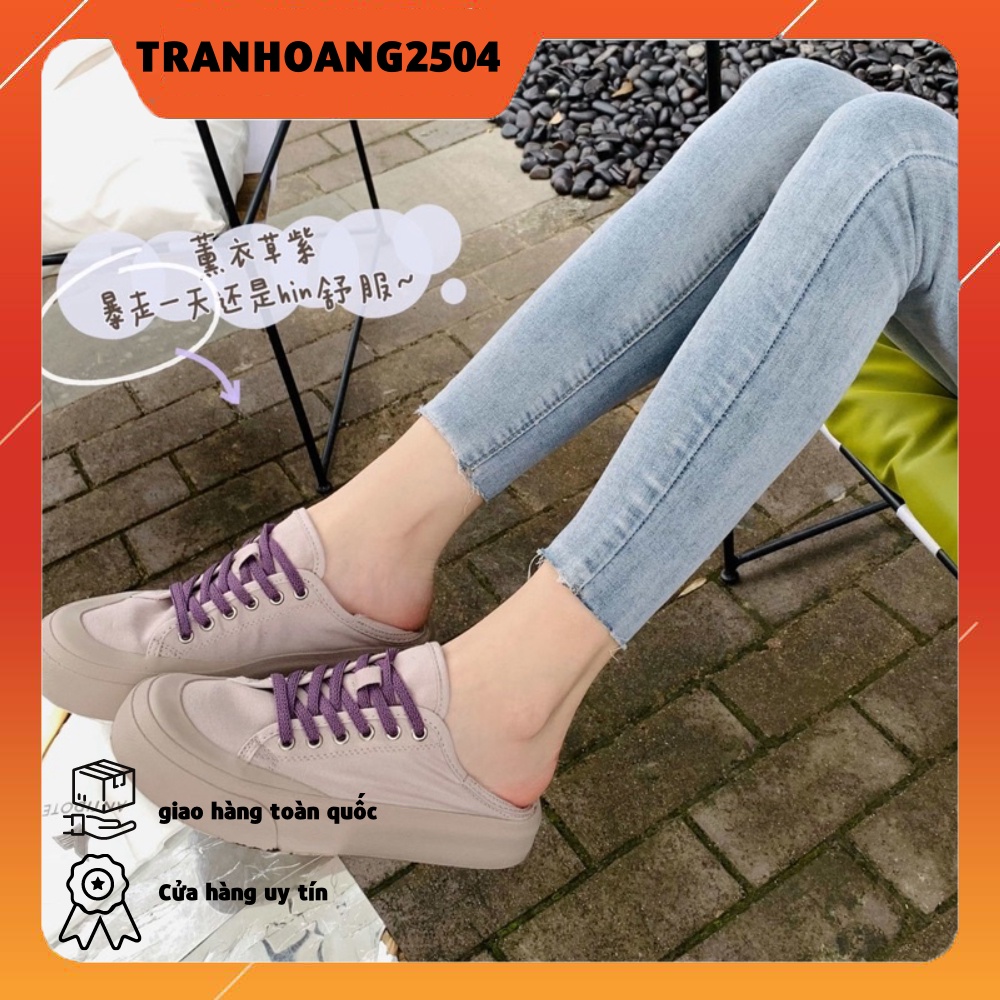 giày đế bánh mỳ 2 màu đi hai kiểu