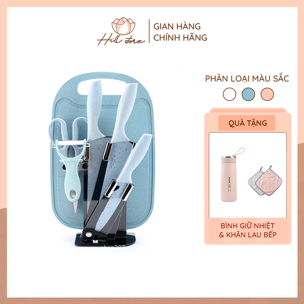 Bộ dao thớt, bộ dao kéo nhà bếp lúa mạch 7 món kháng khuẩn chống gỉ cao cấp - Dụng cụ nhà bếp