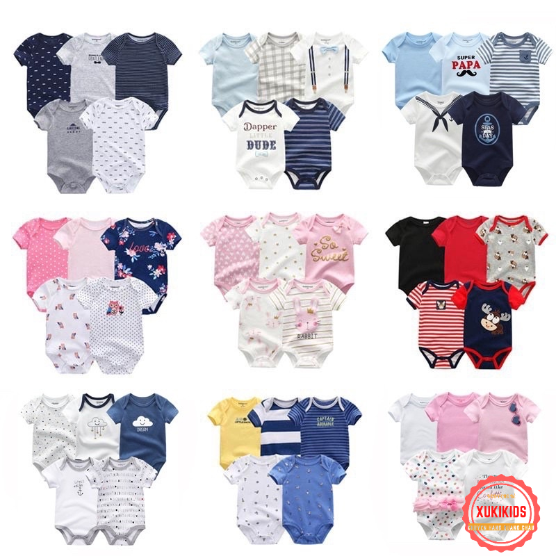 Body chip cộc tay xuất dư cho bé trai bé gái mặc hè giao màu ngẫu nhiên