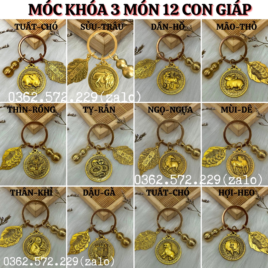 Móc khóa 12 con giáp bằng đồng đẹp lung linh phù hợp với mọi lứa tuổi PHONG THỦY THEO BẢN MỆNH