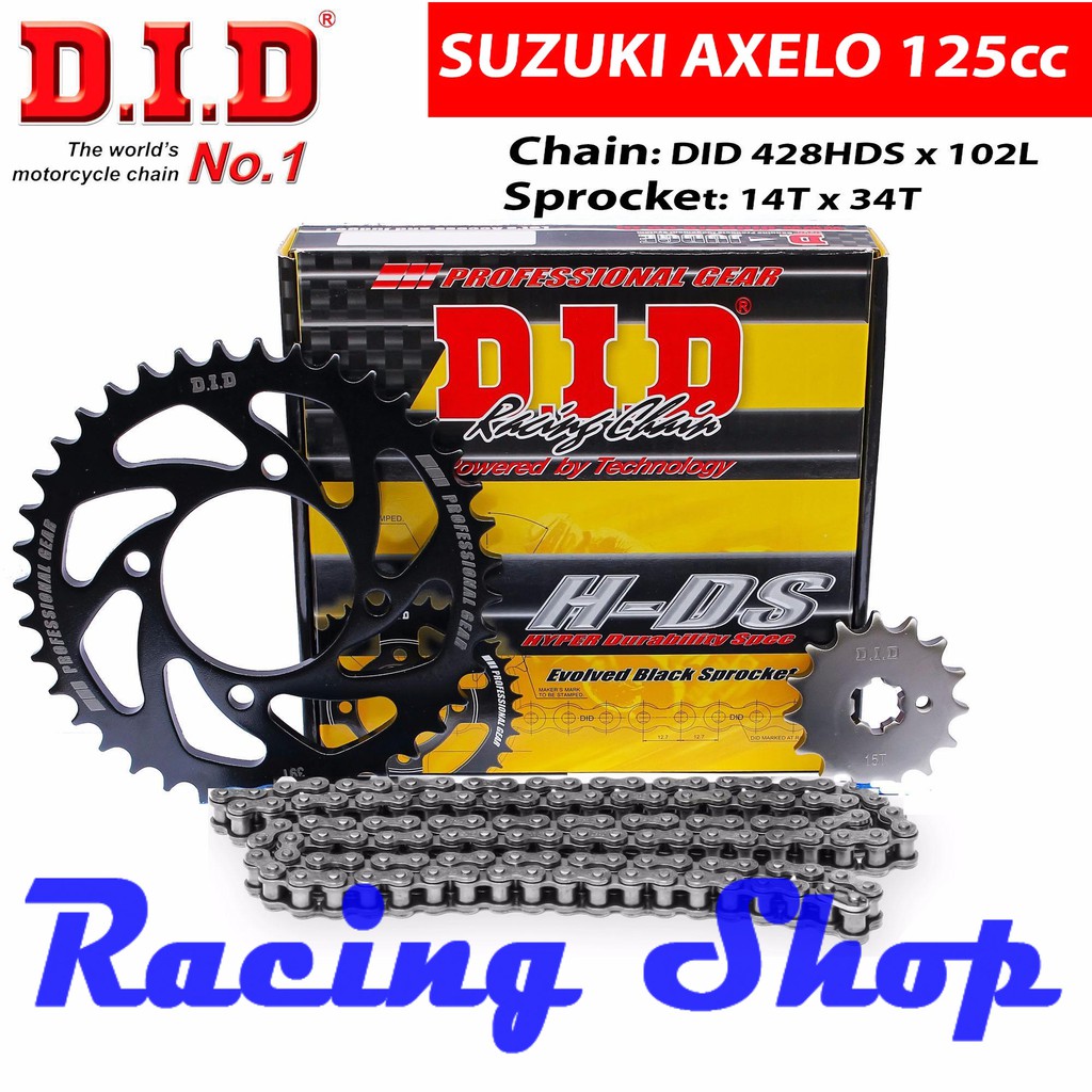 Nhông sên dĩa Suzuki Axelo - Sên đen 10ly Thái Lan