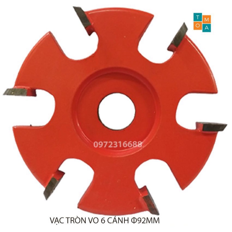 MŨI SOI GỖ - MŨI PHAY VẠC TRÒN VO 6 CÁNH PHI 92MM X 8MM X TRỤC 16MM