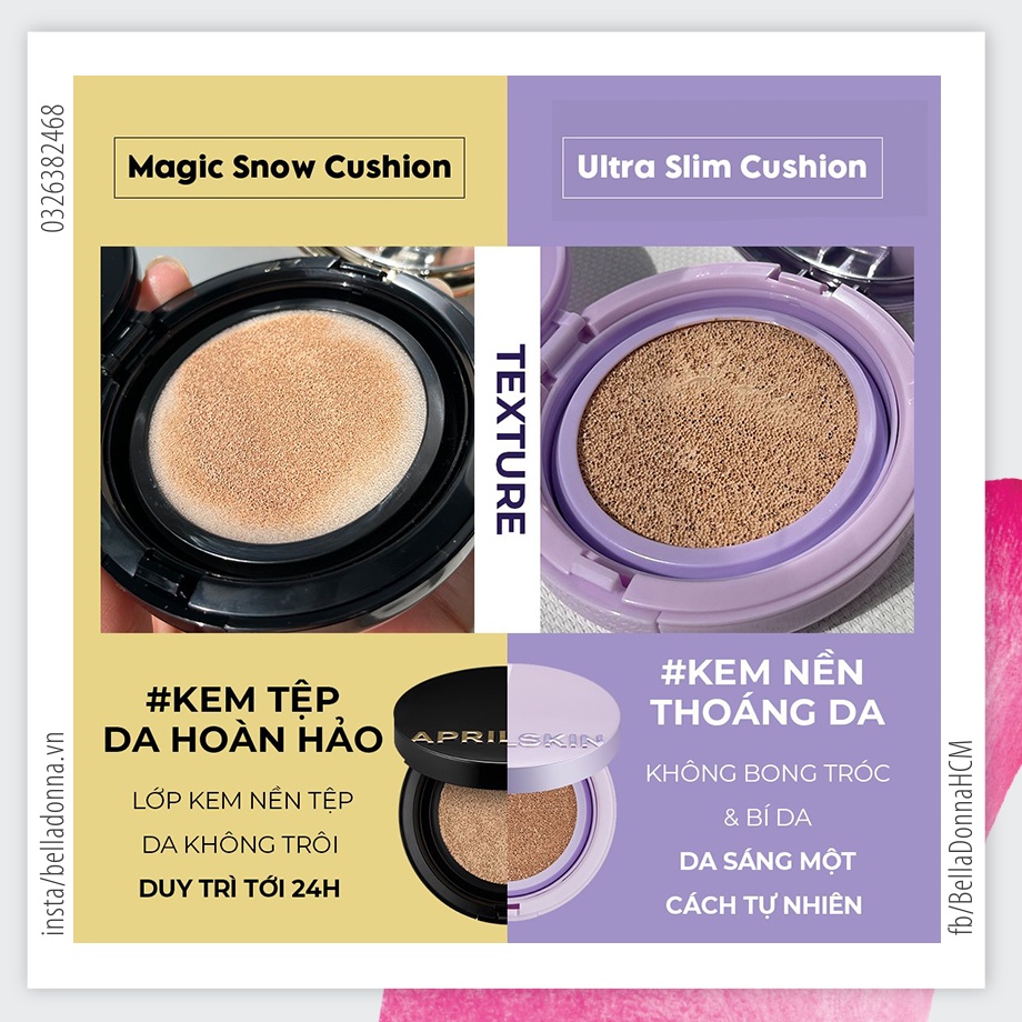 Phấn Nước Mỏng Nhẹ, Che Phủ Tốt AprilSkin Cushion SPF50+/PA+++ 15g