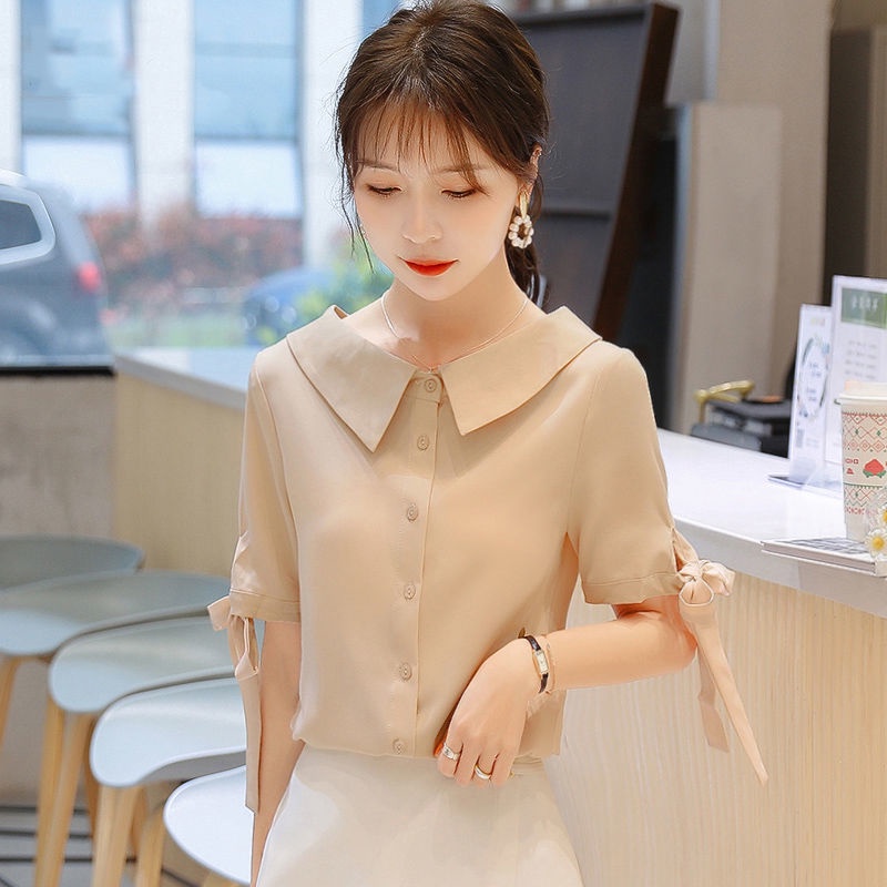 Áo Sơ Mi Voan Tay Ngắn Thời Trang Dành Cho Nữ