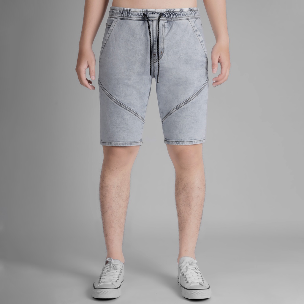 Quần short jean nam xanh denim MRC S312 chất cotton cao cấp, form ôm vừa vặn, tôn dáng, trẻ trung - MENFIT