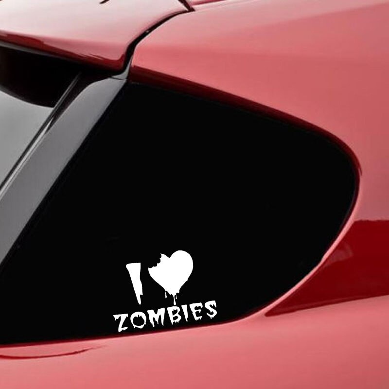 Decal dán trang trí xe hơi hoạ tiết I HEART ZOMBIES bằng chất liệu vinyl kích thước 14.2CM*10CM