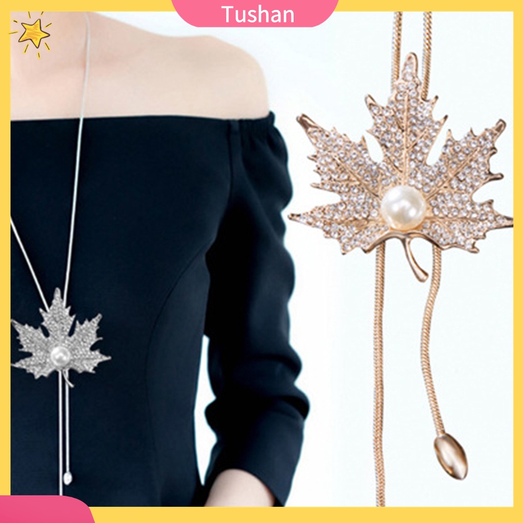 Vòng cổ Hợp Kim Mặt Hình Lá Phong Đính Đá Đơn Giản