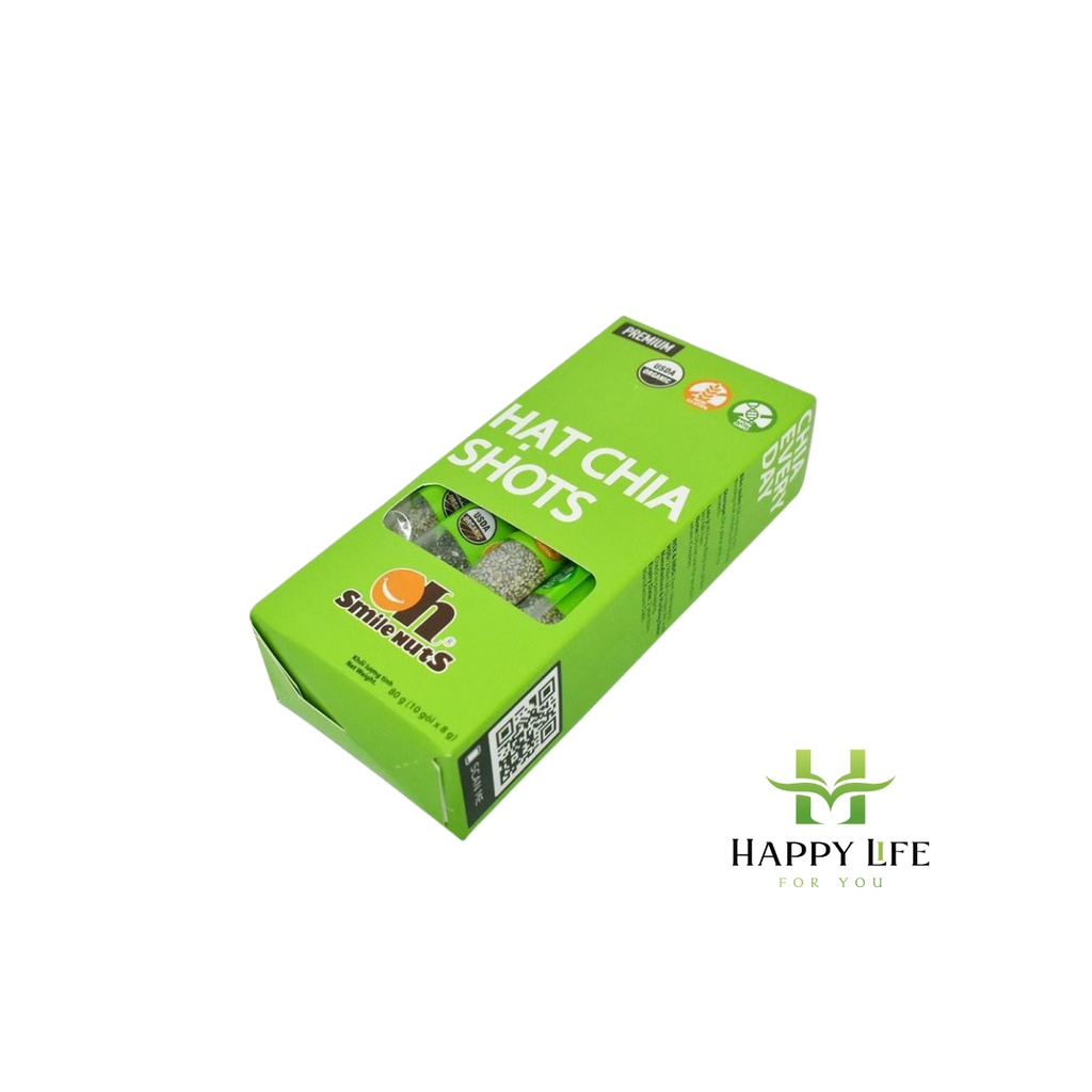 Hạt chia shots hữu cơ, hạt chia giảm cân nhập khẩu Peru (8g x 10 gói) - Happy Life 4U