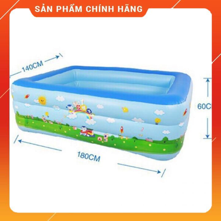 Bể bơi phao 3 tầng hình chữ nhật 1m8 cho bé