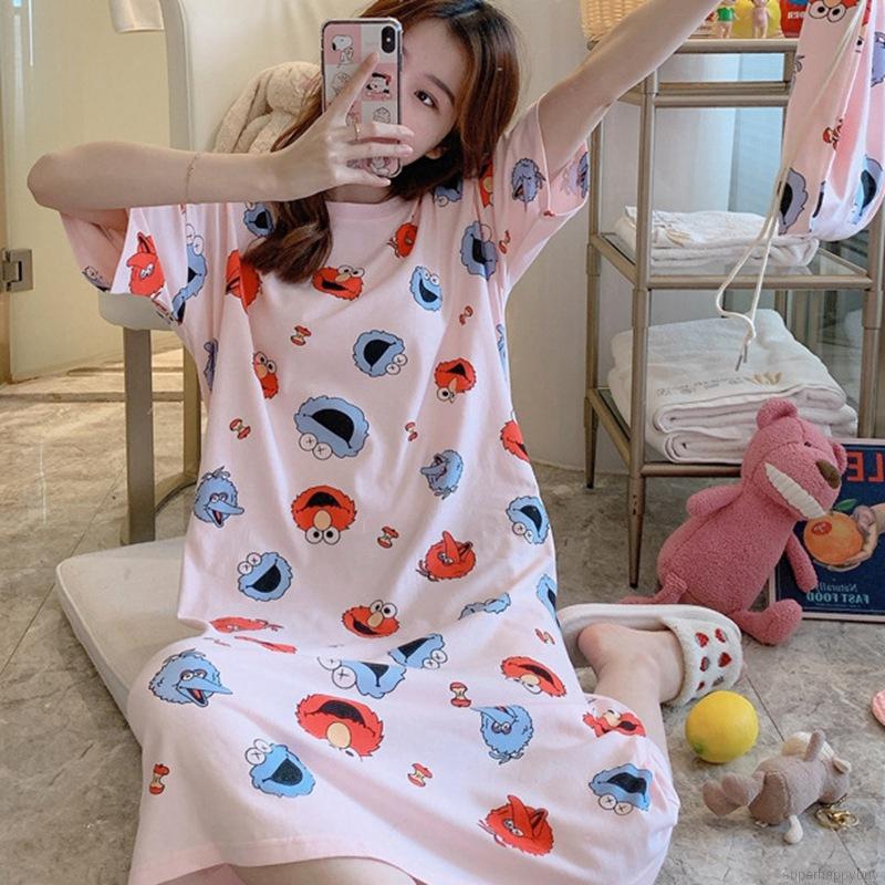 Đầm Ngủ Dáng Rộng In Hình Hoạt Hình Dễ Thương