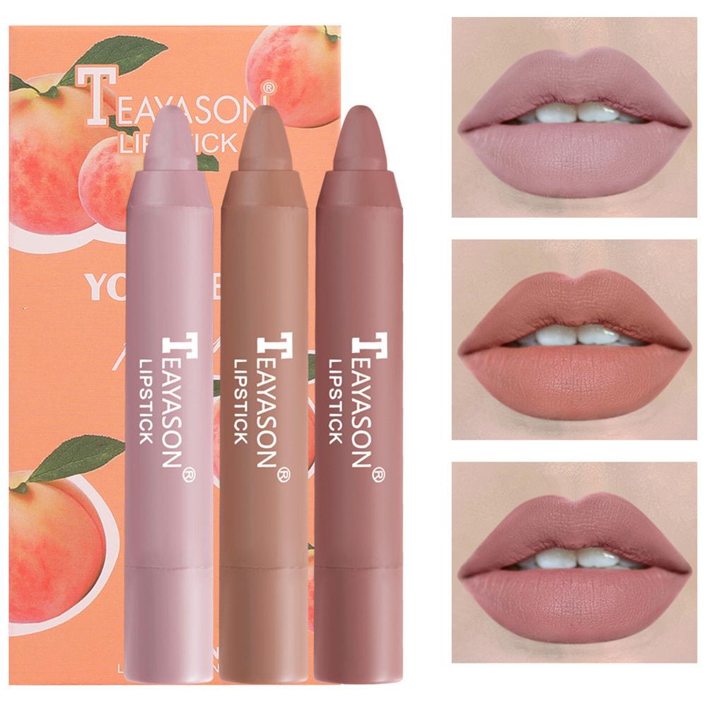 Bộ 3 Son Môi Kiêm Bút Kẻ Môi Màu Lì Chống Nước