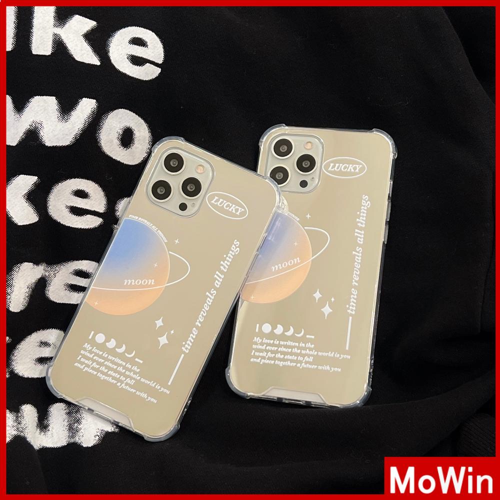 Ốp điện thoại acrylic có gương bảo vệ chống va đập hình hành tinh mặt trăng thích hợp cho iPhone 11 iPhone 13 Pro Max