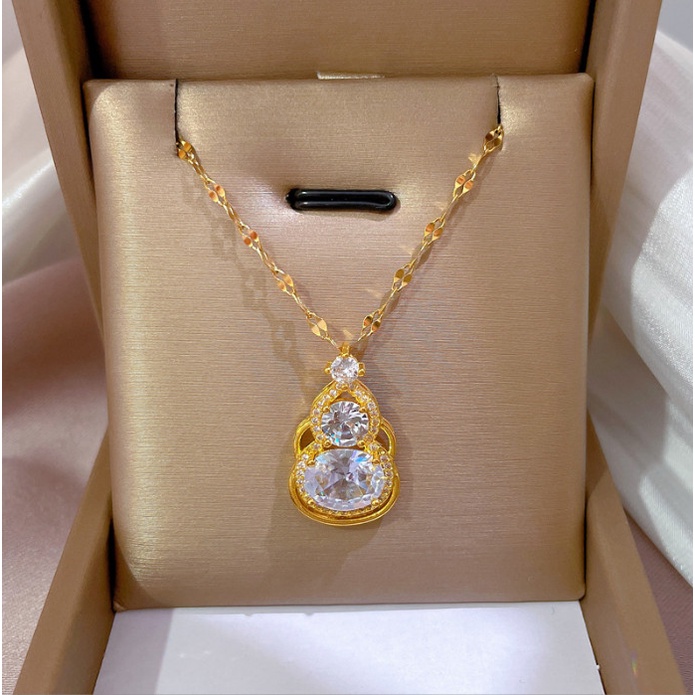 Dây Chuyền Titan Hồ Lô Đính Đá Nhân Tạo Sang Trọng TT 4195