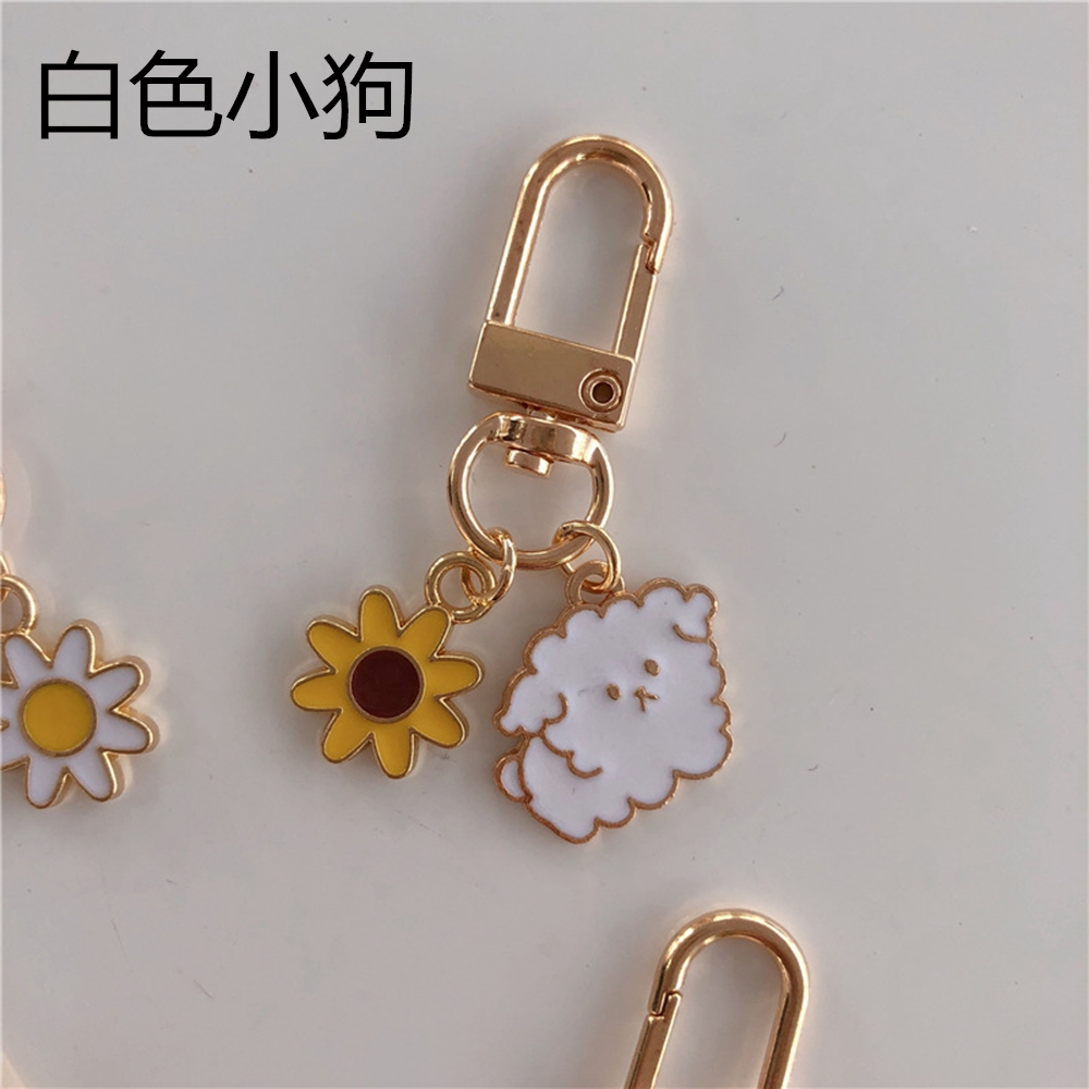 Móc khóa hợp kim hình chó mèo hoa hướng dương đáng yêu mới