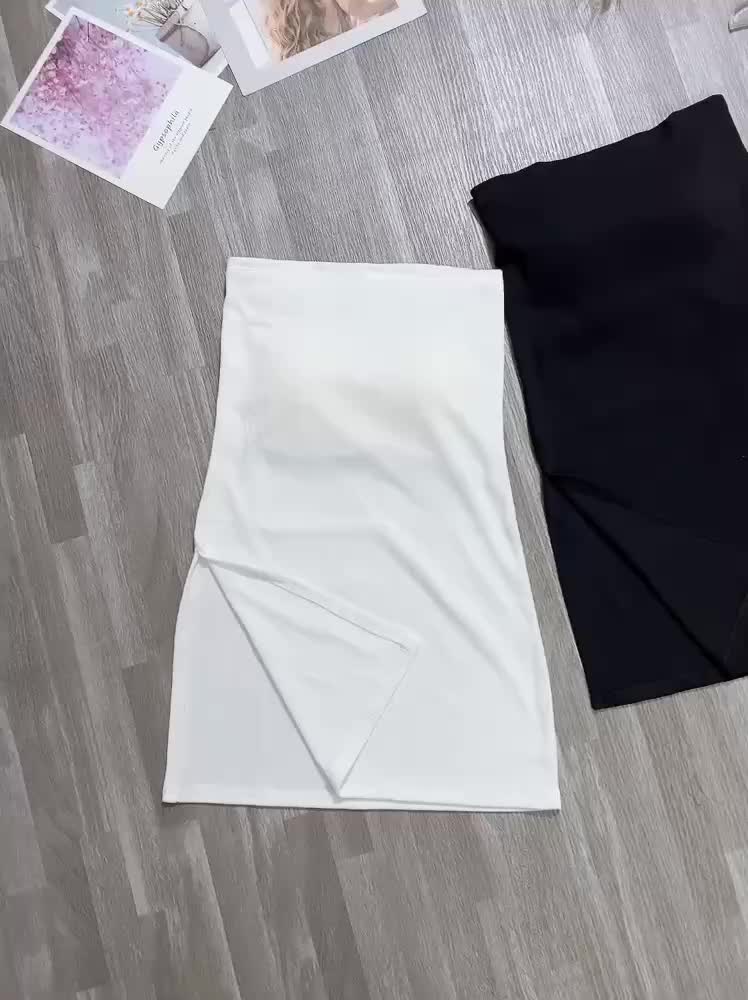 Áo ống body nữ, áo quây dáng dài xẻ tà sang chảnh tôn dáng dự tiệc màu đen VD500 | BigBuy360 - bigbuy360.vn