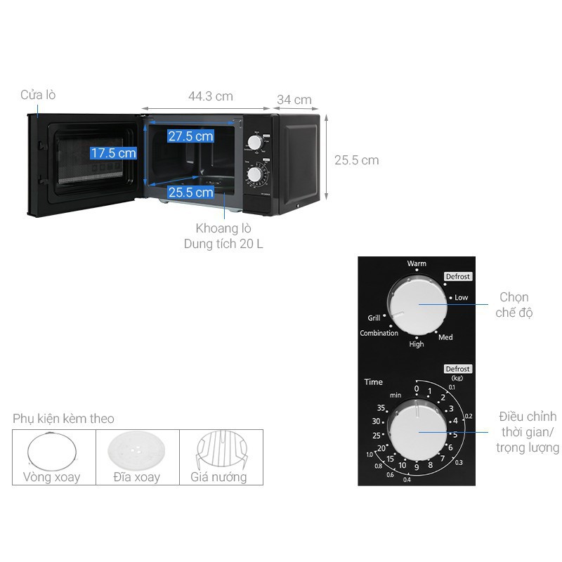 NN-GM24JBYUE [GIAN HÀNG UY TÍN] [HÀNG CHÍNH HÃNG] Lò vi sóng Panasonic NN-GM24JBYUE 20 lít