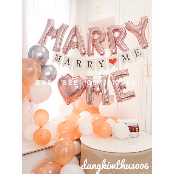 Set Bóng Trang Trí Tỏ Tình, Cầu Hôn, MARRY ME Siêu Lãng Mạn