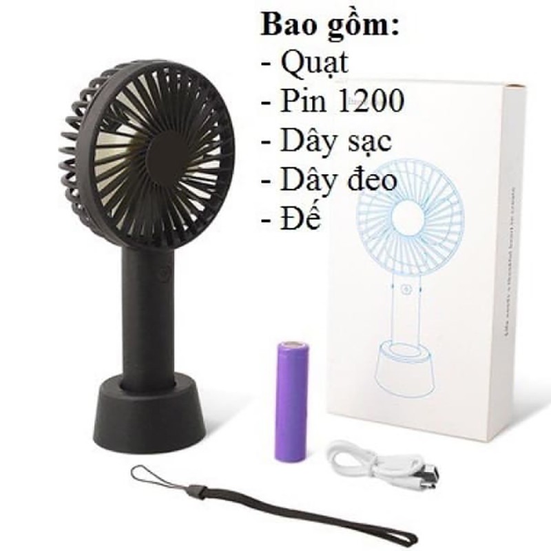 Quạt mini tích điện cầm tay có đế để bàn - để điện thoại siêu hot | BigBuy360 - bigbuy360.vn