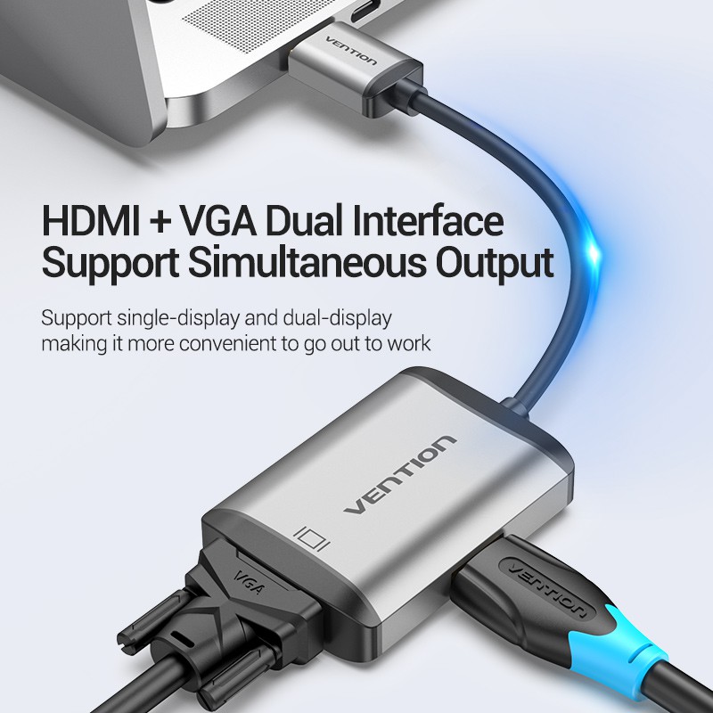 Dây cáp VENTION chuyển đổi từ jack HDMI sang cổng HDMI VGA dùng cho màn hình máy tính và laptop