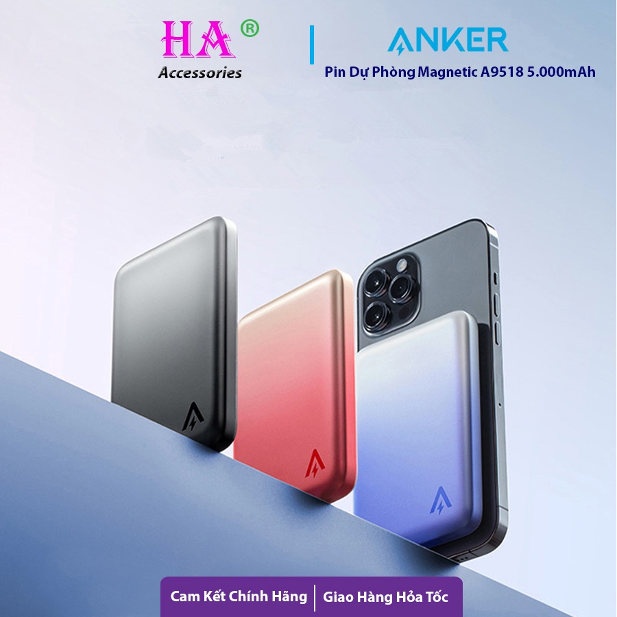 Pin Dự Phòng Anker 5000mAh A9518 Hỗ Trợ Sạc Không Dây Và Sạc Hít Nam Châm