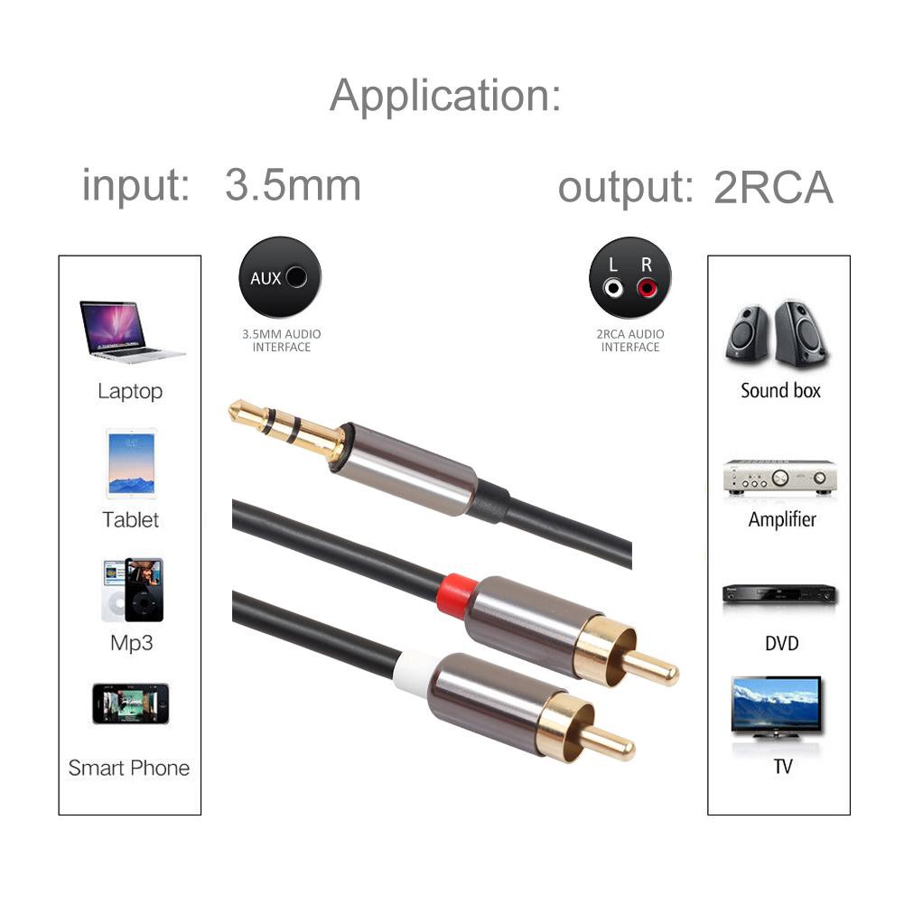 Dây cáp chia cổng 3.5mm từ đầu đực sang 2 cổng RCA cho máy tính bảng