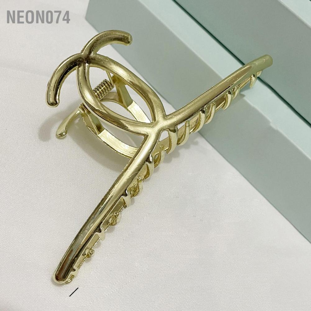 Neon074 Kẹp Tóc Vàng Kim Loại Ngọc Trai Hàm Lớn Barrette cho Phụ Nữ Cô Gái