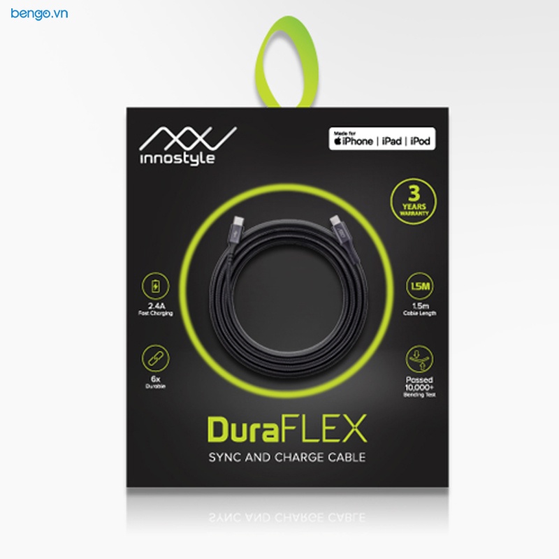 Cáp Sạc USB-C To LN MFI 1.5m INNOSTYLE DuraFLEX DuPont Kevlar
