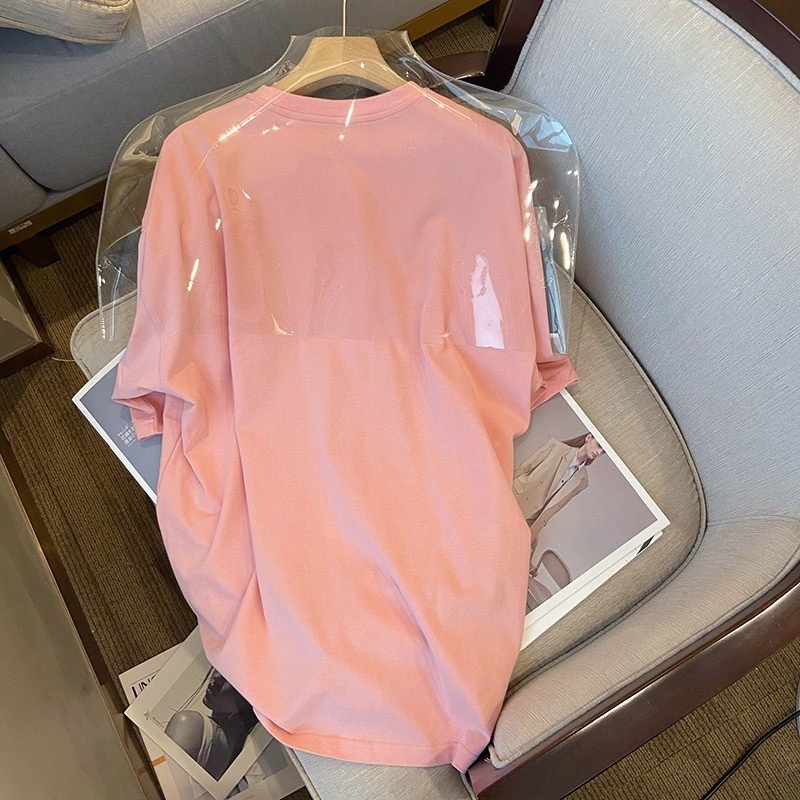 Áo thun ZHELIHANGFEI tay ngắn dáng rộng in hình trái tim thời trang cho nữ