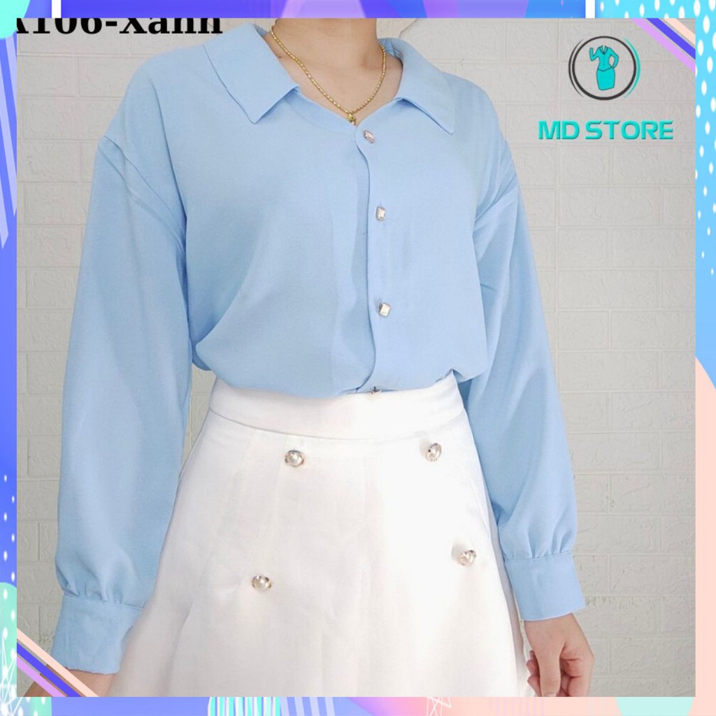 ⚡🍁🍂 Áo Nữ Đẹp ❣️ Áo Sơ Mi nút kiểu tay dài - Hàng Thiết Kế - MD_STORE 🌾🍀
