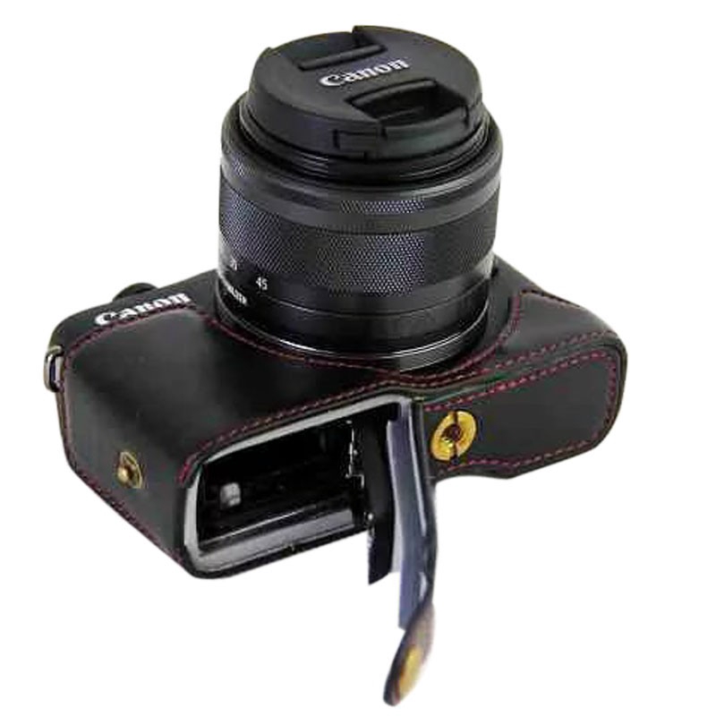 Vỏ da PU nửa thân bảo vệ dành cho máy Canon EOS M10/ M100/ M200