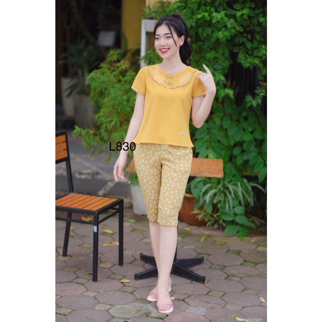 Quần áo ngủ nữ đẹp,bộ lửng bo gấu 2 màu xinh xắn | BigBuy360 - bigbuy360.vn