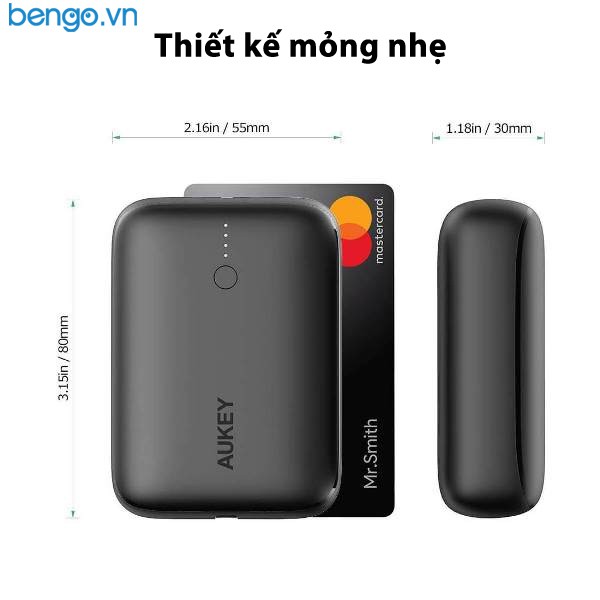 [Mã SKAMA06 giảm 8% đơn 250k]Pin Dự Phòng Aukey 10.000mAh PD 18W Và QC 3.0 - PB-N83S