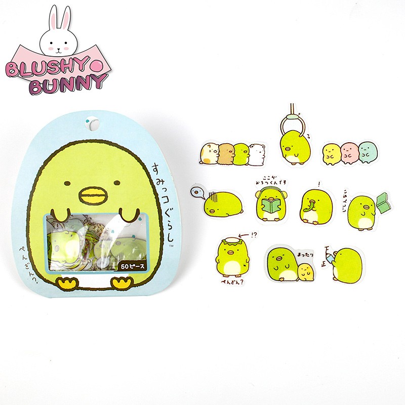 Sticker Summiko Gurashi Gói 55 Miếng PVC Trong Suốt Trang Trí Sổ Dễ Thương